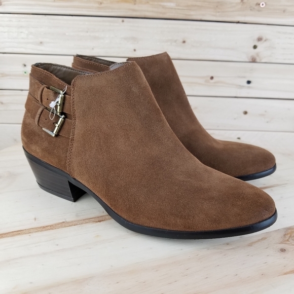 Sam Edelman 8.5 US Brown Suede / Leather Ankle Boots Booties Buckle Side Zip NEW - Picture 1 of 12
